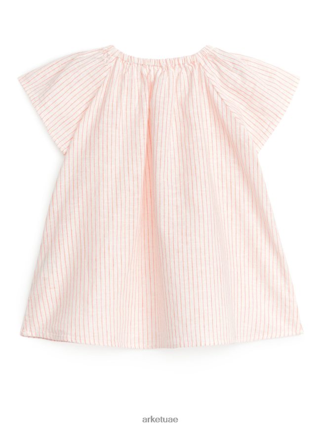 ملابس عبد اللطيف ARKET أطفال فستان من القطن والكتان أوف وايت/برتقالي BXB8481720