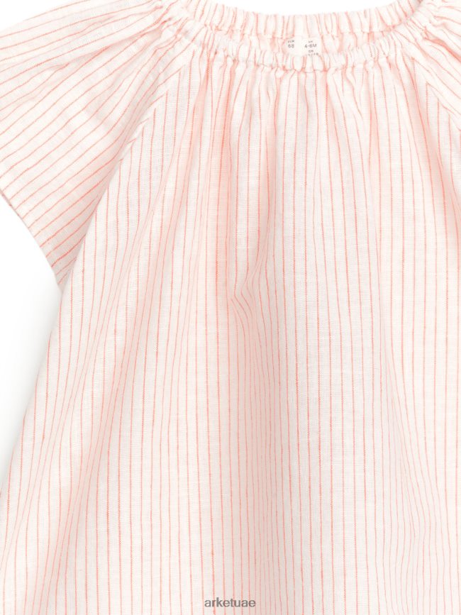 ملابس عبد اللطيف ARKET أطفال فستان من القطن والكتان أوف وايت/برتقالي BXB8481720