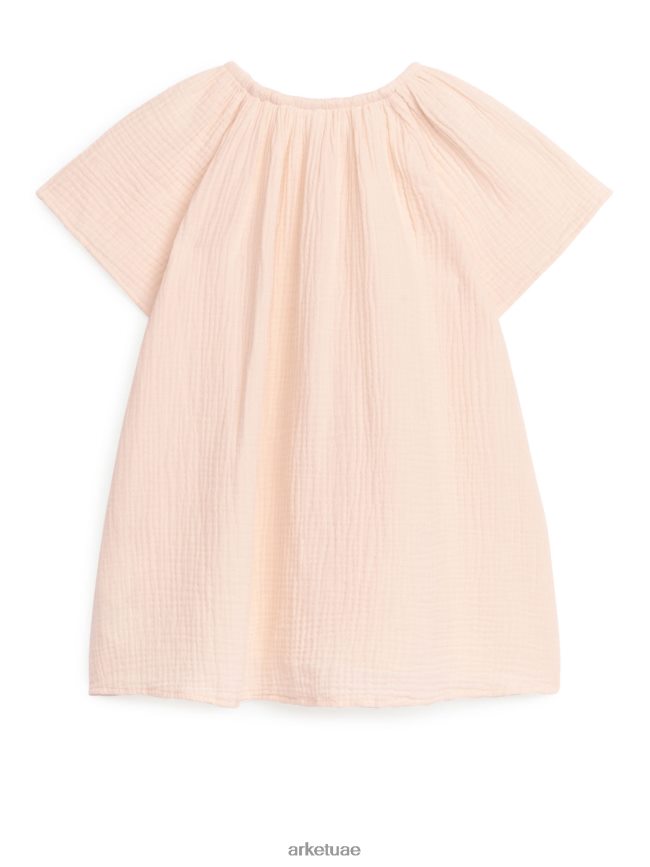 ملابس عبد اللطيف ARKET أطفال فستان من القماش القطني على شكل حرف A برتقالي فاتح BXB8481377