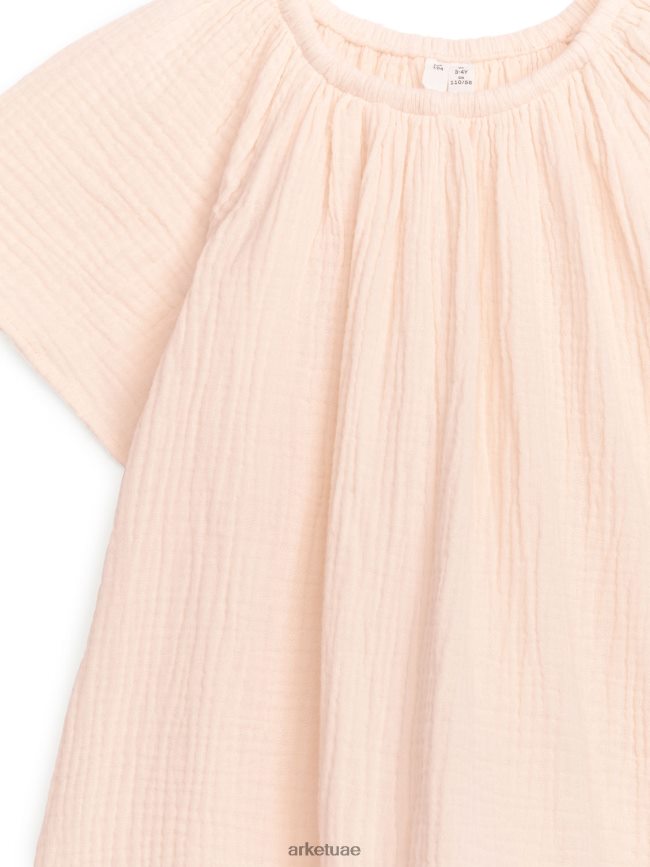 ملابس عبد اللطيف ARKET أطفال فستان من القماش القطني على شكل حرف A برتقالي فاتح BXB8481377