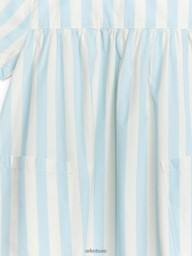 ملابس عبد اللطيف ARKET أطفال فستان من قطن البوبلين أبيض/أزرق فاتح BXB8481372