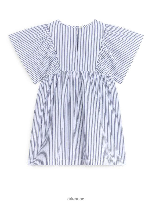 ملابس عبد اللطيف ARKET أطفال فستان من قماش البوبلين القطني ابيض ازرق BXB8481382