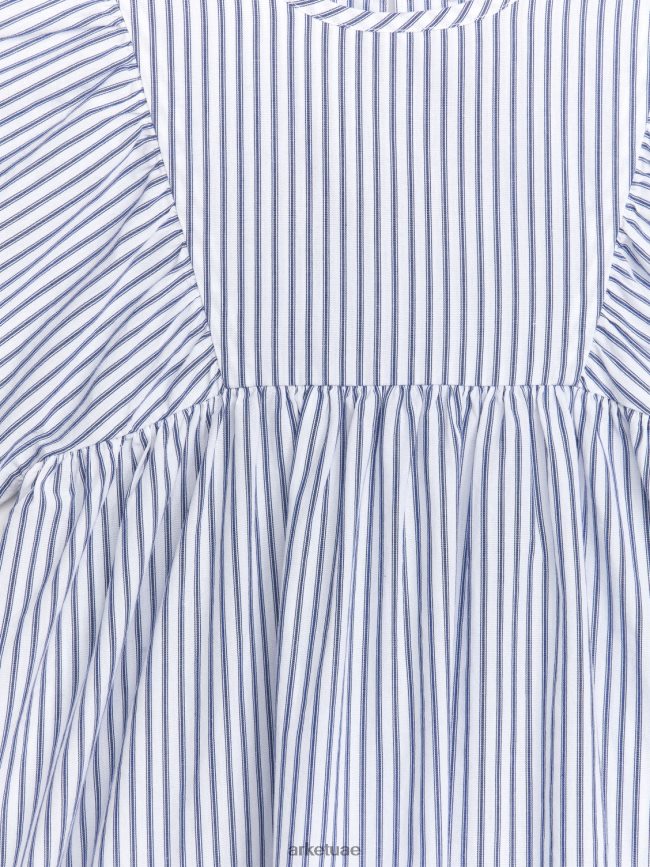 ملابس عبد اللطيف ARKET أطفال فستان من قماش البوبلين القطني ابيض ازرق BXB8481382