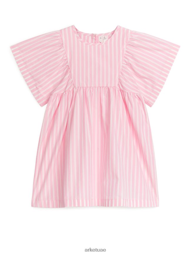 ملابس عبد اللطيف ARKET أطفال فستان من قماش البوبلين القطني وردي/شريط BXB8481381