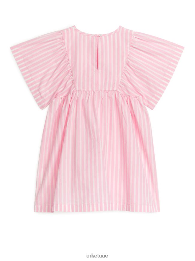 ملابس عبد اللطيف ARKET أطفال فستان من قماش البوبلين القطني وردي/شريط BXB8481381