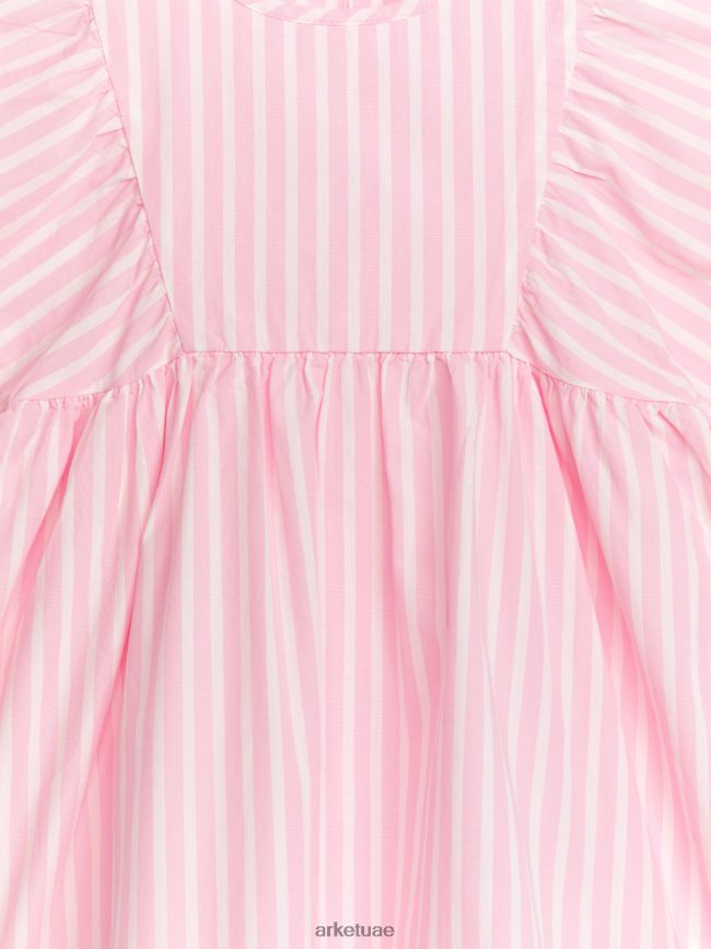 ملابس عبد اللطيف ARKET أطفال فستان من قماش البوبلين القطني وردي/شريط BXB8481381