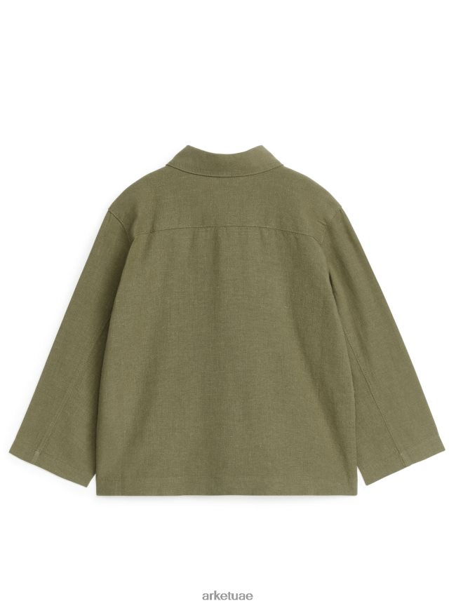 ملابس عبد اللطيف ARKET أطفال قميص علوي من القطن والكتان مريح الكاكي الأخضر BXB8481475
