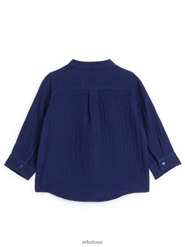 ملابس عبد اللطيف ARKET أطفال قميص قطن موسلين أزرق غامق BXB8481717