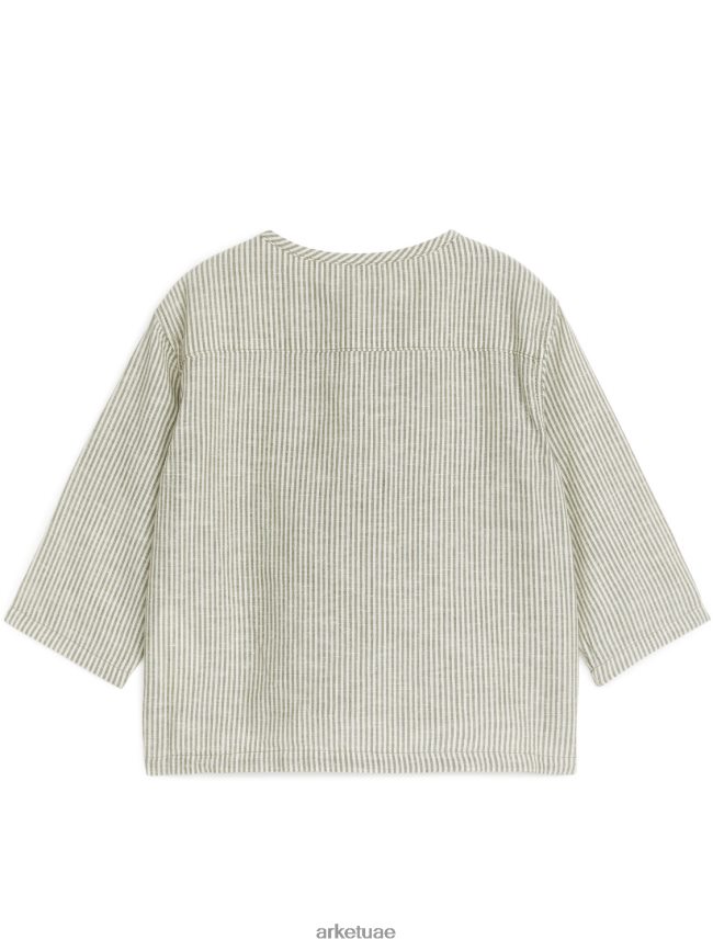 ملابس عبد اللطيف ARKET أطفال قميص من الكتان كاكي/أبيض BXB8481760