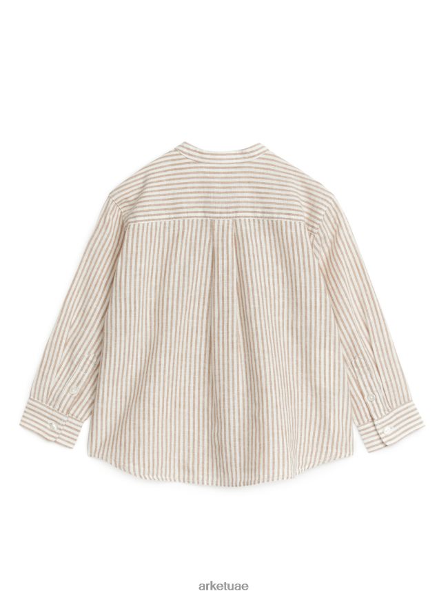 ملابس عبد اللطيف ARKET أطفال قميص هينلي الكتان بيج/أوف وايت BXB8481473