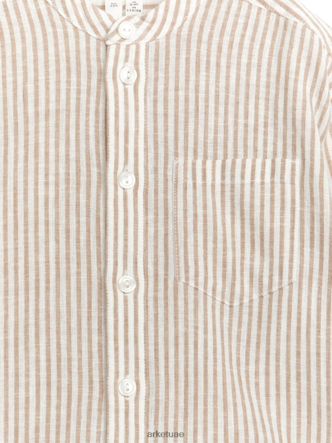 ملابس عبد اللطيف ARKET أطفال قميص هينلي الكتان بيج/أوف وايت BXB8481473