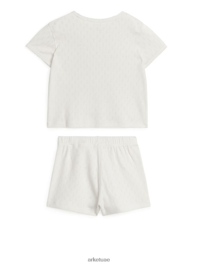 ملابس عبد اللطيف ARKET أطفال مجموعة بيجامة بوانتيلي قصيرة أبيض مصفر BXB8481668