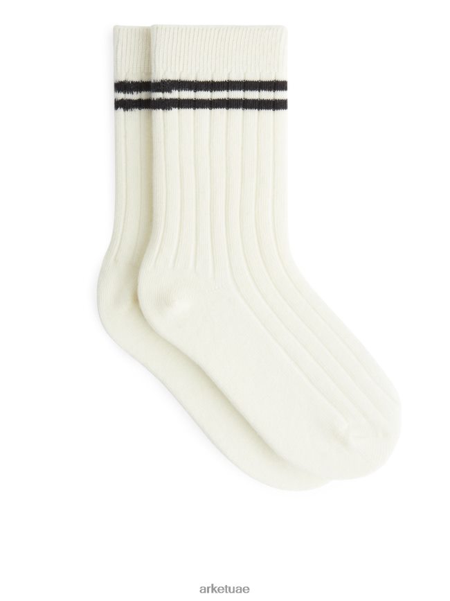 ملابس عبد اللطيف ARKET أطفال مجموعة جوارب مضلعة مكونة من 2 أبيض أسود BXB8481614