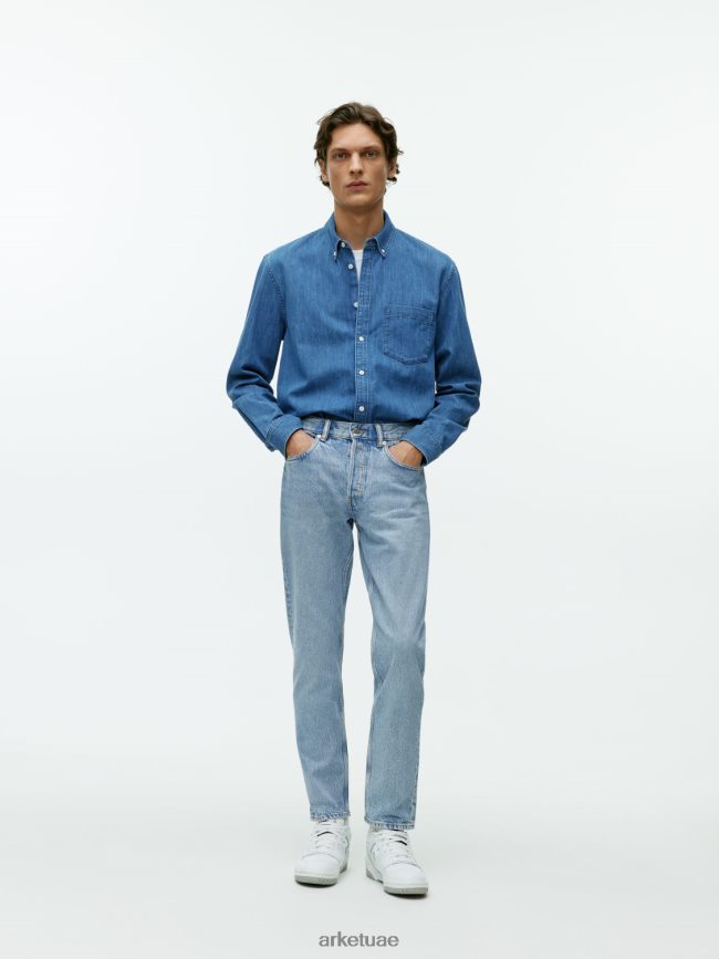 ملابس عبد اللطيف ARKET رجال بارك اقتصاص الجينز المستقيم العادي أزرق فاتح BXB8481107