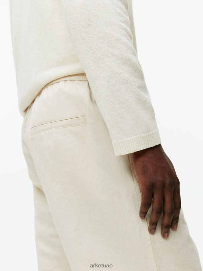 ملابس عبد اللطيف ARKET رجال بنطلون برباط من الكتان البيج الفاتح BXB8481054