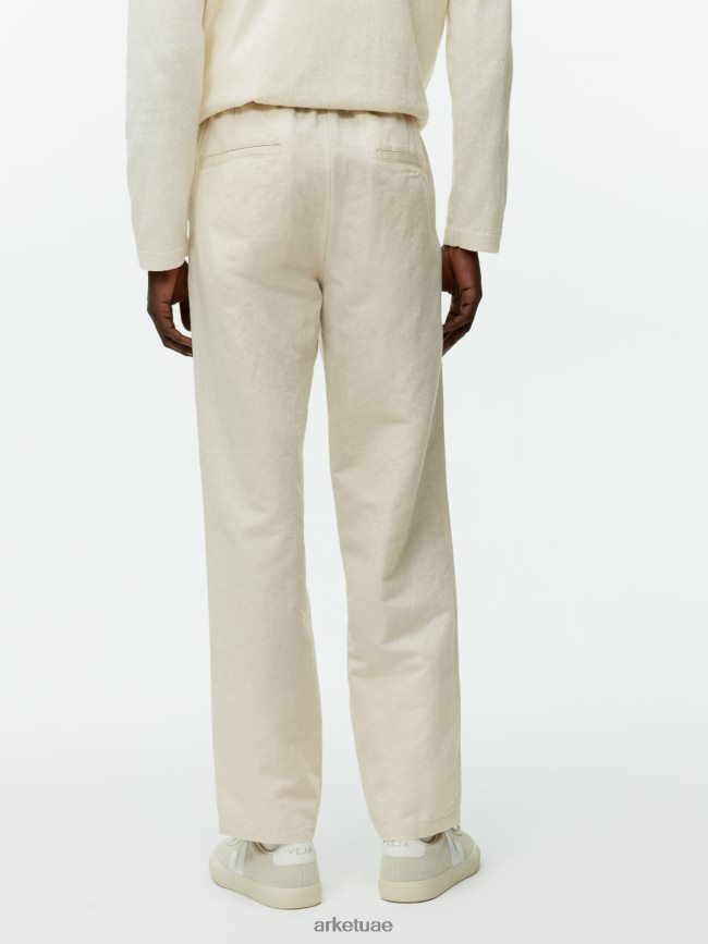 ملابس عبد اللطيف ARKET رجال بنطلون برباط من الكتان البيج الفاتح BXB8481054