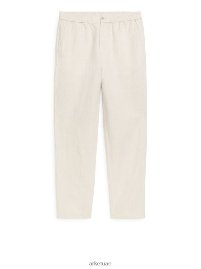 ملابس عبد اللطيف ARKET رجال بنطلون برباط من الكتان البيج الفاتح BXB8481054