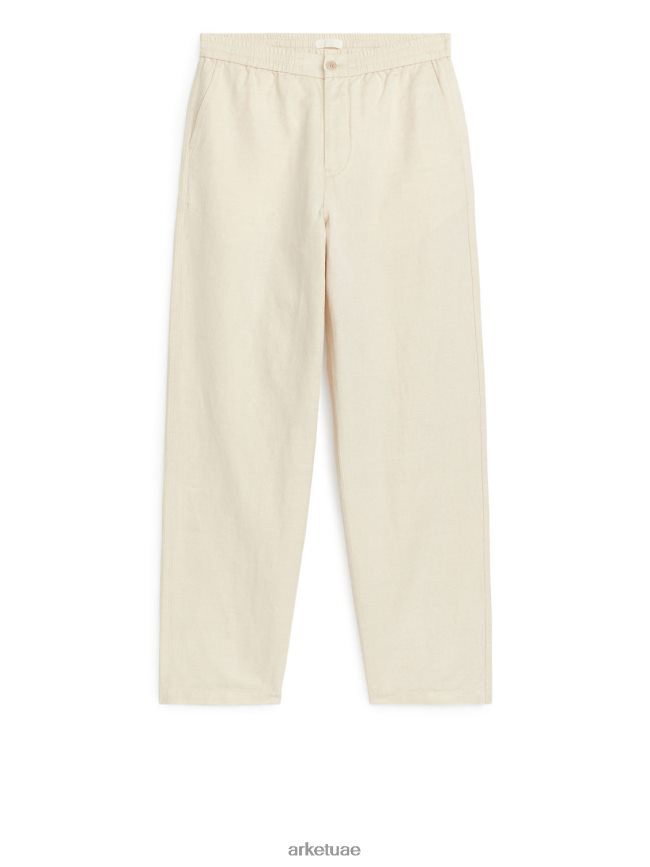ملابس عبد اللطيف ARKET رجال بنطلون برباط من الكتان البيج الفاتح BXB8481054