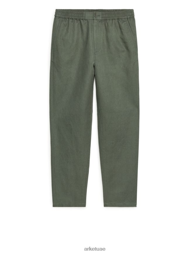 ملابس عبد اللطيف ARKET رجال بنطلون برباط من الكتان الكاكي الأخضر BXB8481052