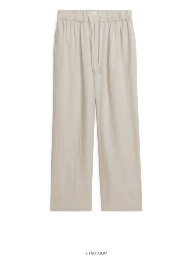 ملابس عبد اللطيف ARKET رجال بنطلون برباط من الكتان اللون البيج BXB8481057