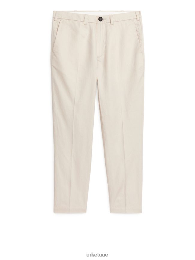 ملابس عبد اللطيف ARKET رجال بنطلون من القطن والكتان بقصة عادية أبيض مصفر BXB8481060