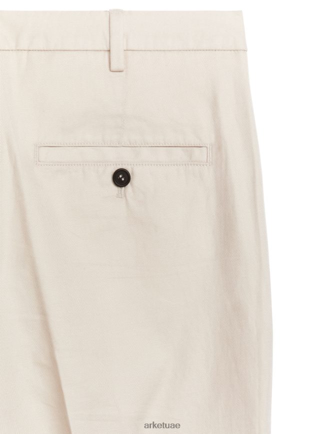 ملابس عبد اللطيف ARKET رجال بنطلون من القطن والكتان بقصة عادية أبيض مصفر BXB8481060