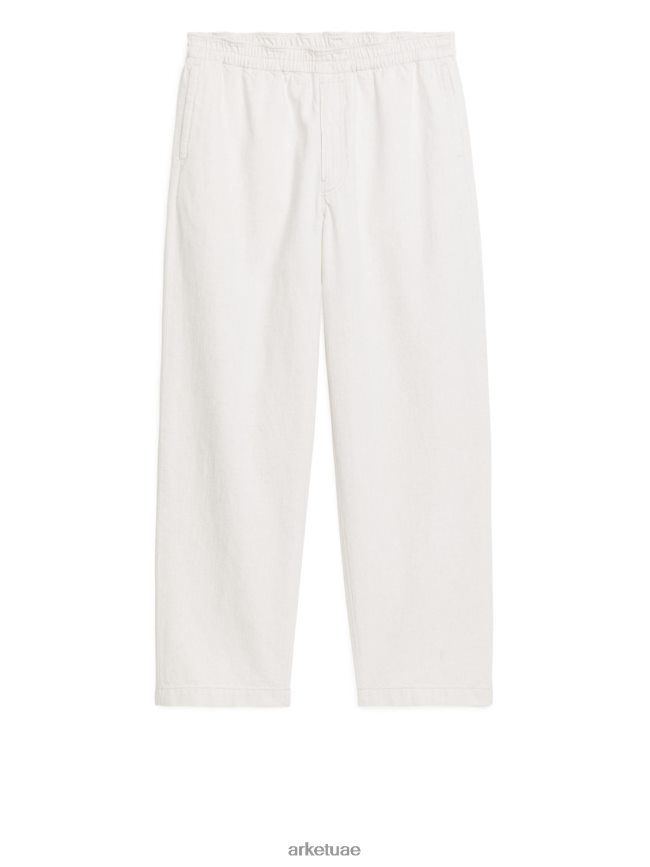 ملابس عبد اللطيف ARKET رجال بنطلون من الكتان القطني المريح قبالة الأبيض BXB8481059