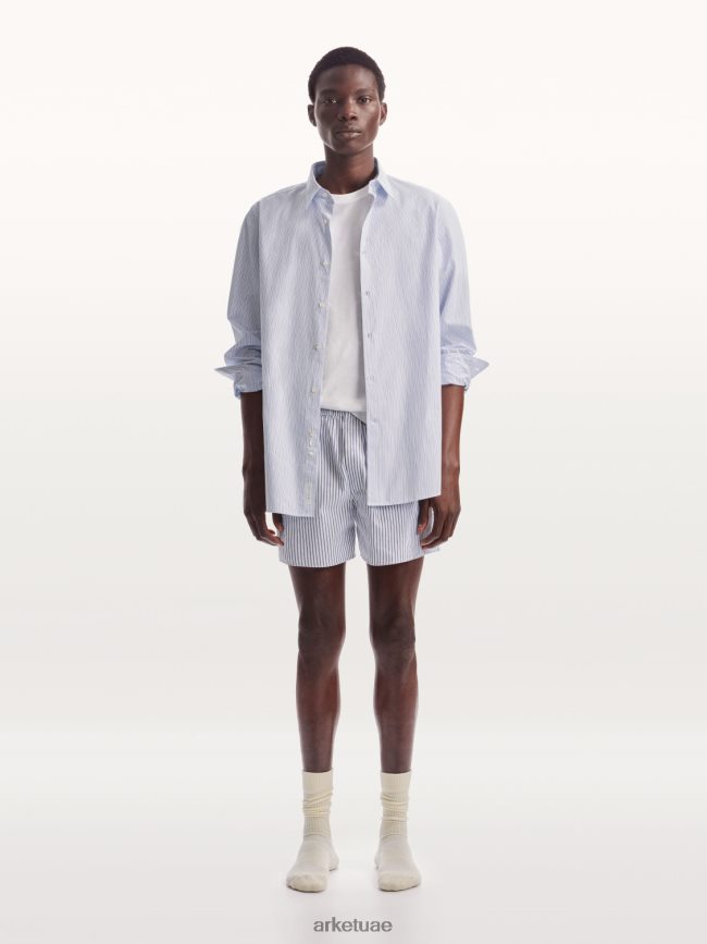 ملابس عبد اللطيف ARKET رجال بوكسر من القطن المنسوج، طقم من 2 أزرق غامق/مخطط BXB8481232