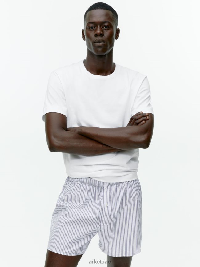 ملابس عبد اللطيف ARKET رجال بوكسر من القطن المنسوج، طقم من 2 أزرق غامق/مخطط BXB8481232