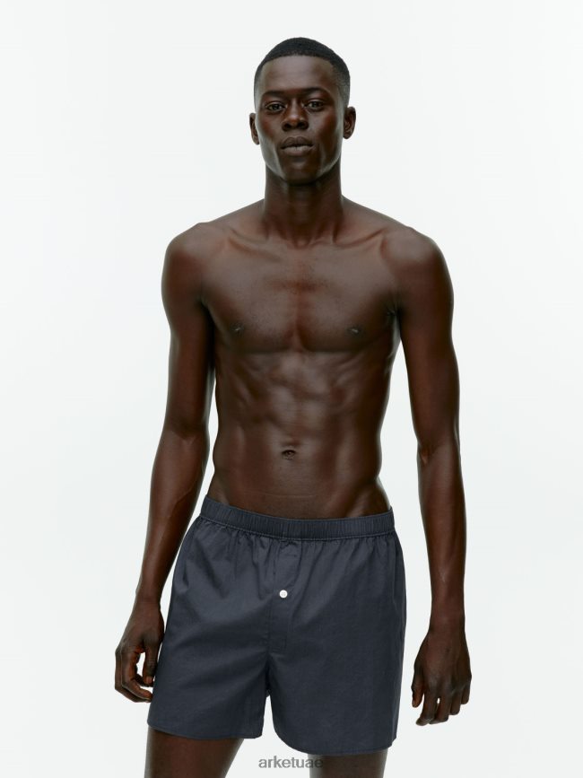 ملابس عبد اللطيف ARKET رجال بوكسر من القطن المنسوج، طقم من 2 أزرق غامق/مخطط BXB8481232