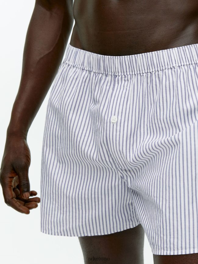 ملابس عبد اللطيف ARKET رجال بوكسر من القطن المنسوج، طقم من 2 أزرق غامق/مخطط BXB8481232