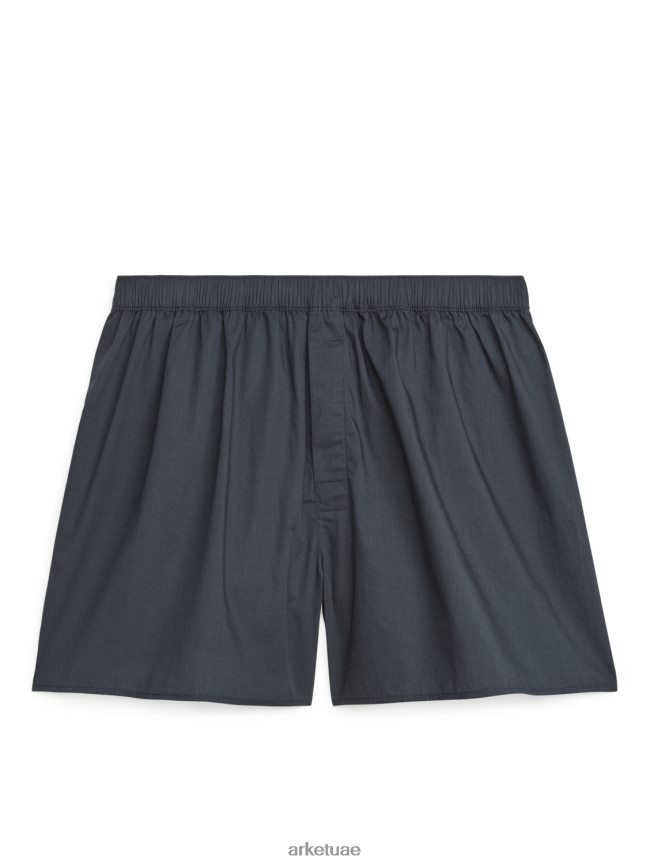 ملابس عبد اللطيف ARKET رجال بوكسر من القطن المنسوج، طقم من 2 فحص باللون الأزرق الداكن BXB8481230