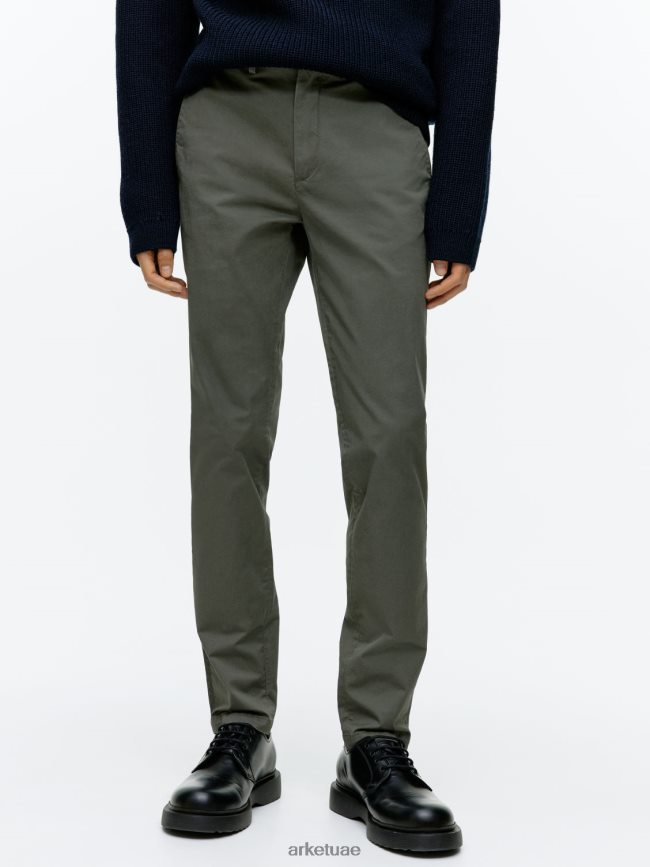 ملابس عبد اللطيف ARKET رجال تشينو مطاطي رفيع الكاكي الأخضر BXB8481071
