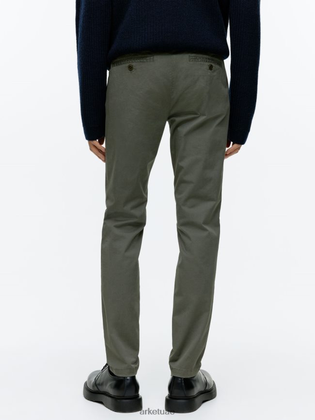 ملابس عبد اللطيف ARKET رجال تشينو مطاطي رفيع الكاكي الأخضر BXB8481071