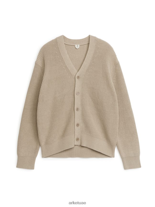 ملابس عبد اللطيف ARKET رجال سترة محبوكة من القطن والكتان اللون البيج BXB8481173