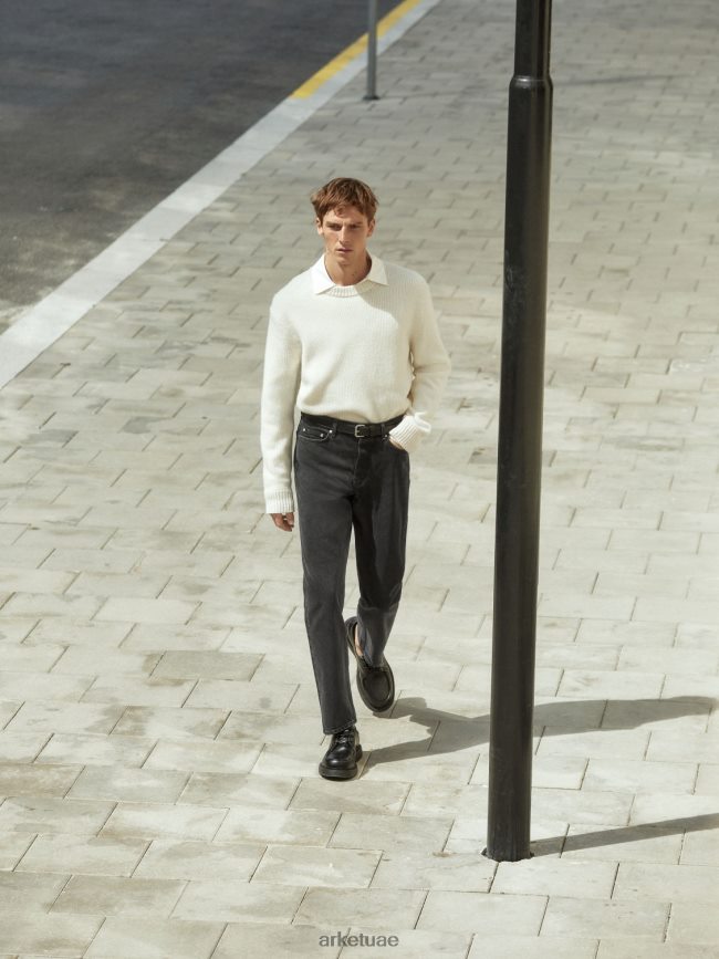 ملابس عبد اللطيف ARKET رجال سترة من الصوف الثقيل المتماسك اللون البيج BXB8481175