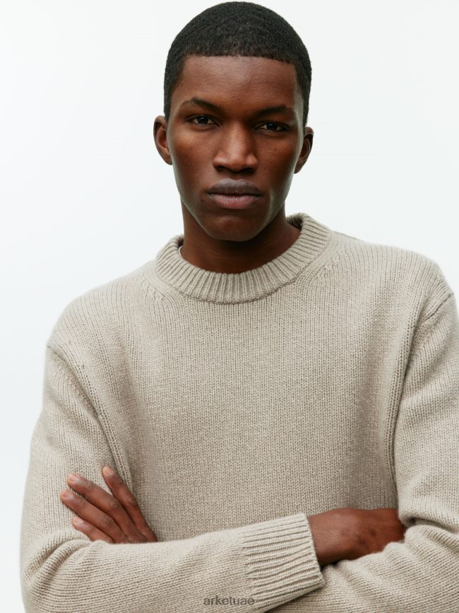 ملابس عبد اللطيف ARKET رجال سترة من الصوف الثقيل المتماسك مزيج البيج BXB8481191