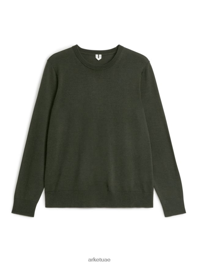 ملابس عبد اللطيف ARKET رجال سترة ميرينو متماسكة بشكل جيد أخضر غامق BXB8481176