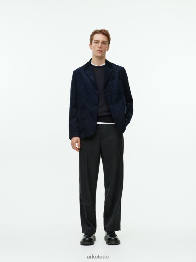 ملابس عبد اللطيف ARKET رجال سترة ميرينو متماسكة بشكل جيد أزرق غامق BXB8481195