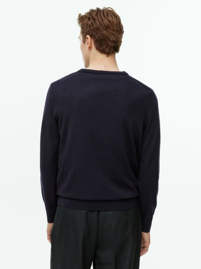 ملابس عبد اللطيف ARKET رجال سترة ميرينو متماسكة بشكل جيد أزرق غامق BXB8481195