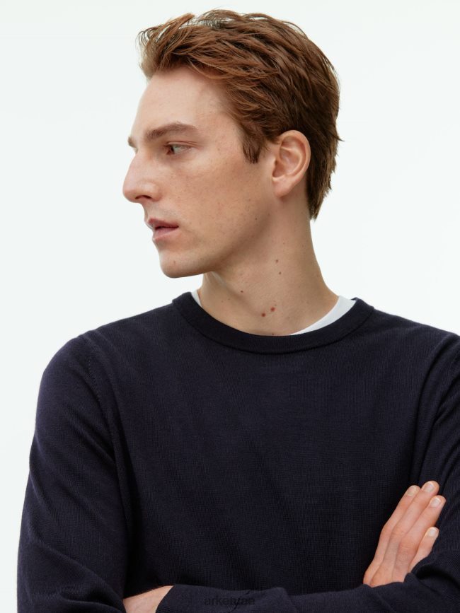 ملابس عبد اللطيف ARKET رجال سترة ميرينو متماسكة بشكل جيد أزرق غامق BXB8481195