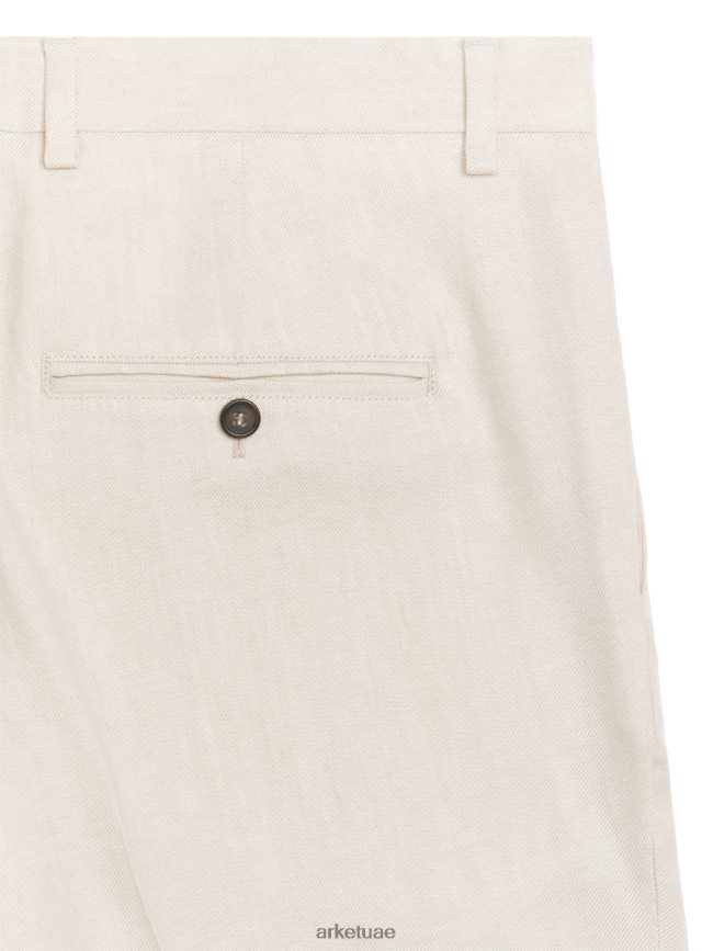 ملابس عبد اللطيف ARKET رجال سراويل ضيقة من قطن القنب البيج الفاتح BXB8481074