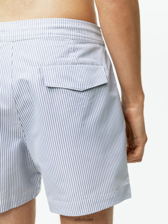 ملابس عبد اللطيف ARKET رجال شورت السباحة القطني ابيض ازرق BXB8481143