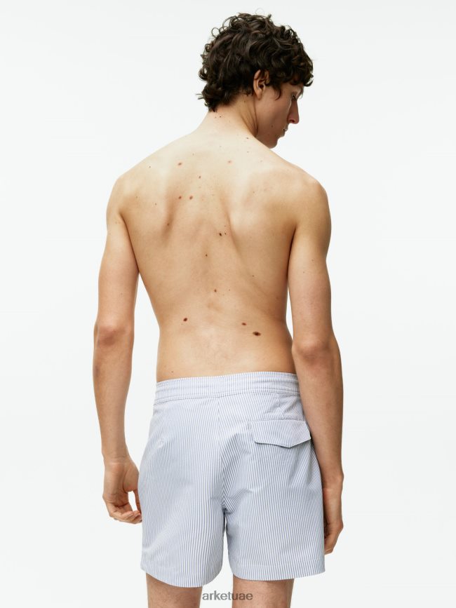 ملابس عبد اللطيف ARKET رجال شورت السباحة القطني ابيض ازرق BXB8481143