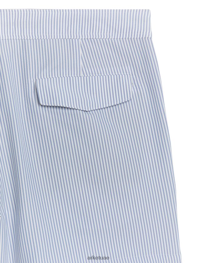 ملابس عبد اللطيف ARKET رجال شورت السباحة القطني ابيض ازرق BXB8481143