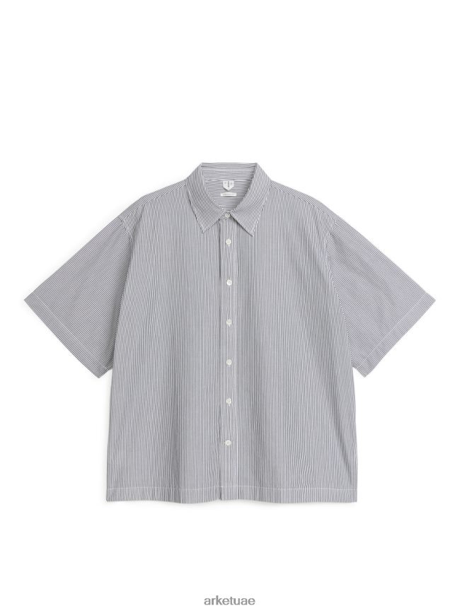 ملابس عبد اللطيف ARKET رجال قميص البوبلين كبير الحجم شريط أسود/أبيض BXB848953