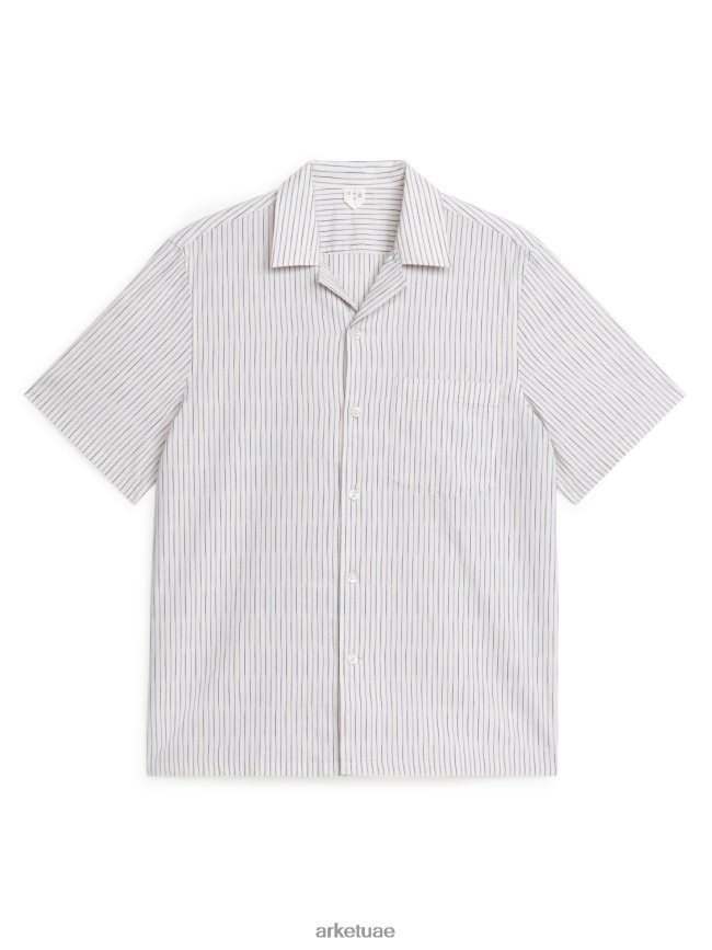 ملابس عبد اللطيف ARKET رجال قميص بوبلين خفيف الوزن ابيض ازرق BXB848927