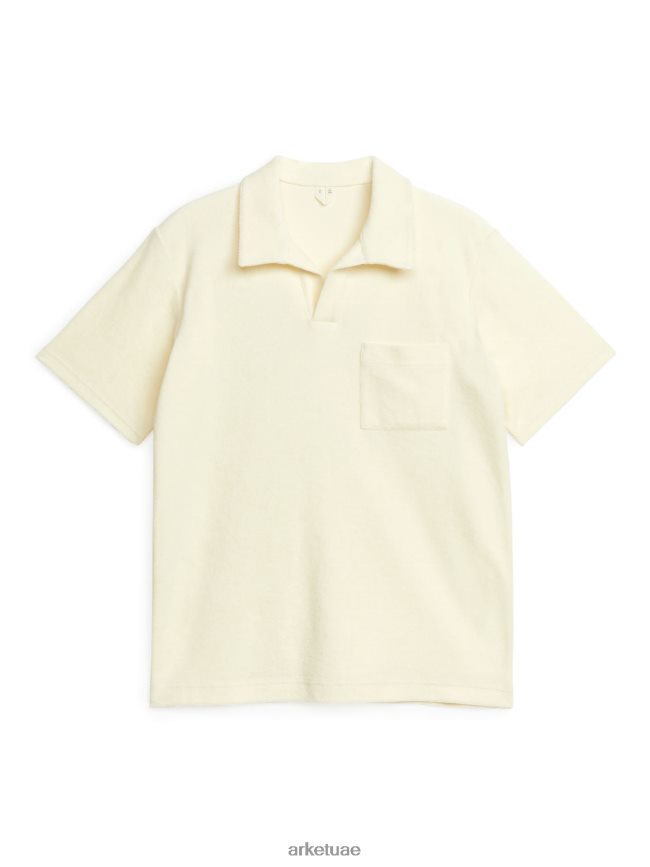 ملابس عبد اللطيف ARKET رجال قميص بولو قطني أبيض مصفر BXB848978