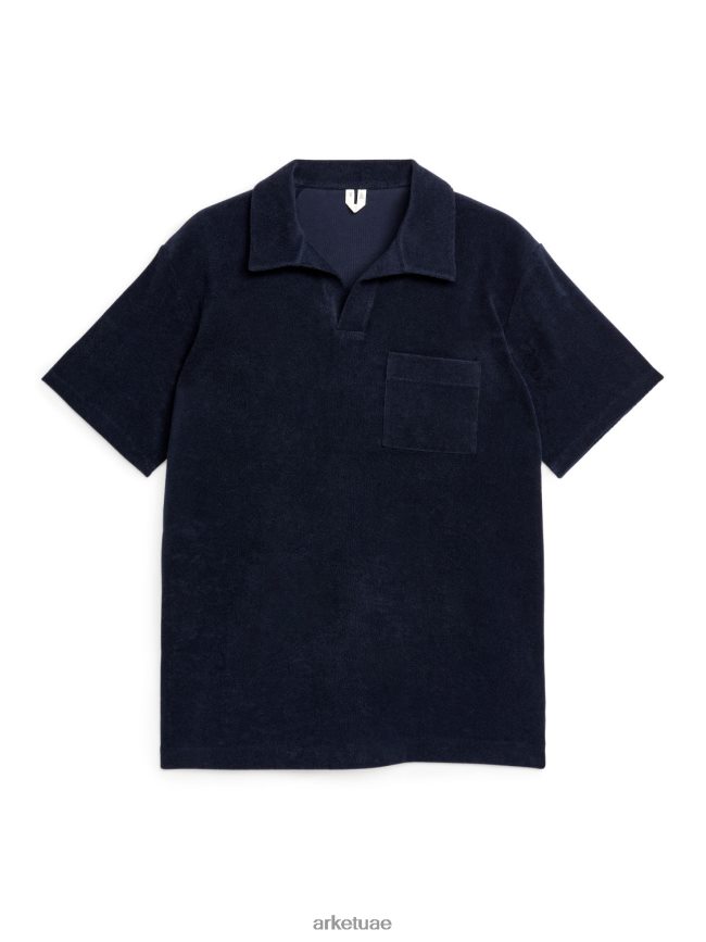 ملابس عبد اللطيف ARKET رجال قميص بولو قطني أزرق غامق BXB848981