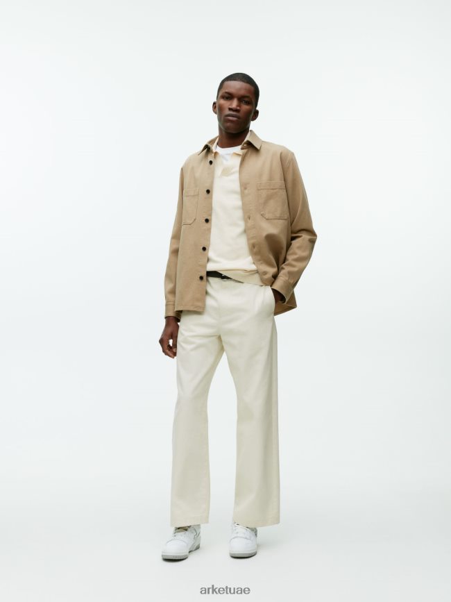 ملابس عبد اللطيف ARKET رجال قميص بولو من القطن والكتان قبالة الأبيض BXB848983